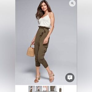 White and Olive Green Sleeveless Jumpsuit - Size XS, New w/o tags.